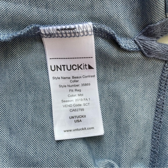 Untuckit Beaux Contrast Collar Long Sleeve Polo Medium - Picture 7 of 8